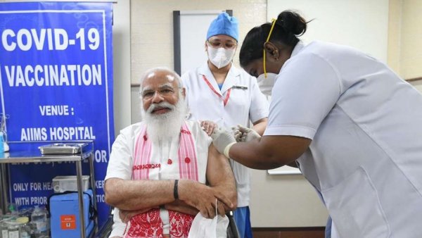 PM Modi takes first dose of COVID-19 vaccine at AIIMS Delhi