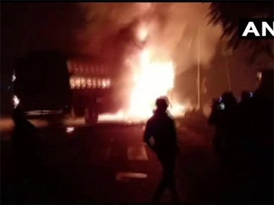 20 feared dead as bus catches fire after hitting truck in Kannauj