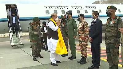 Rajnath Singh arrives in Leh on two-day visit to Ladakh, J&K
