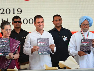 Congress releases 2019 polls manifesto with focus on farmers, Nyay, jobs