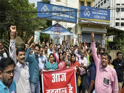 More than 10 lakh employees go on strike to protest tri-bank merger
