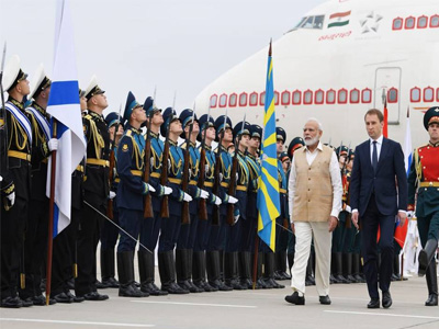PM Modi arrives in Russia on two-day visit