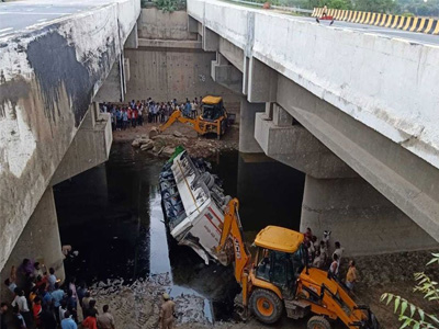 Agra: At least 29 dead after UP Roadways bus falls into drain on Yamuna Expressway